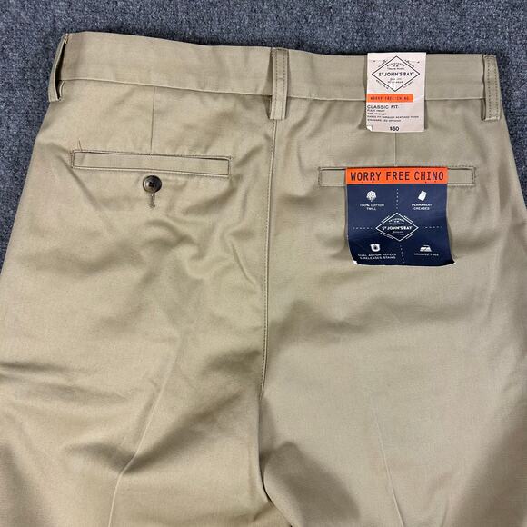 NWT St Johns Bay Worry Free Chino Mens 30x32‎ Classic Fit 100% Cotton Khakis - Picture 4 of 11
